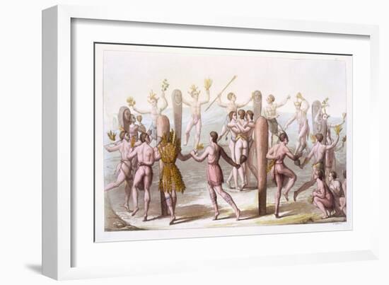 Dances of the Native Inhabitants of Virginia, C.1820 (Colour Litho)-Italian School-Framed Giclee Print