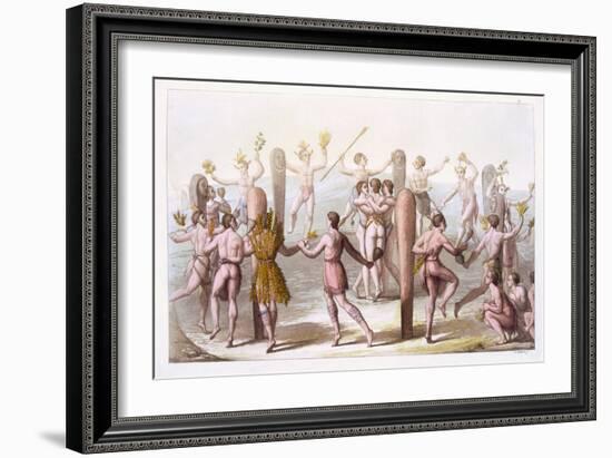 Dances of the Native Inhabitants of Virginia, C.1820 (Colour Litho)-Italian School-Framed Giclee Print