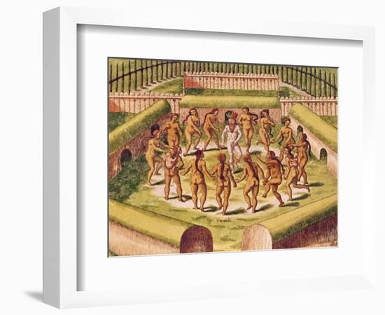 Dancing around a Captive before the Hut Containing the Tamerkas or Idols-Theodore de Bry-Framed Giclee Print