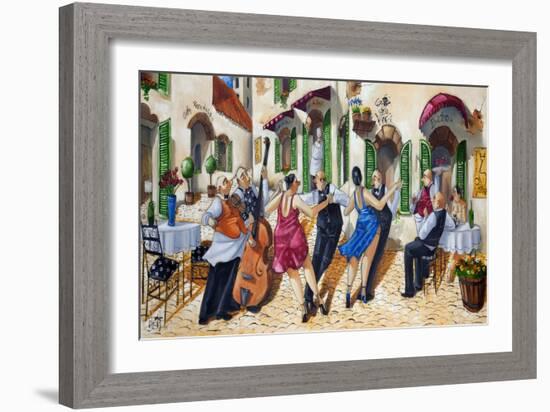 Dancing at Cafe da Vinci-Ronald West-Framed Art Print