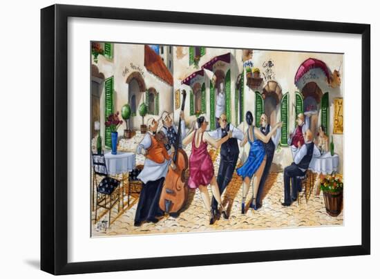 Dancing at Cafe da Vinci-Ronald West-Framed Art Print