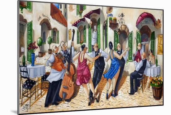 Dancing at Cafe da Vinci-Ronald West-Mounted Art Print