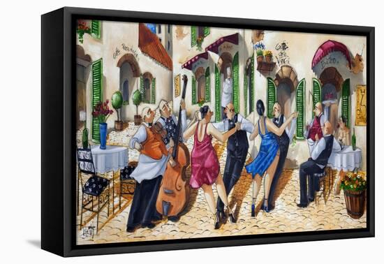 Dancing at Cafe da Vinci-Ronald West-Framed Stretched Canvas