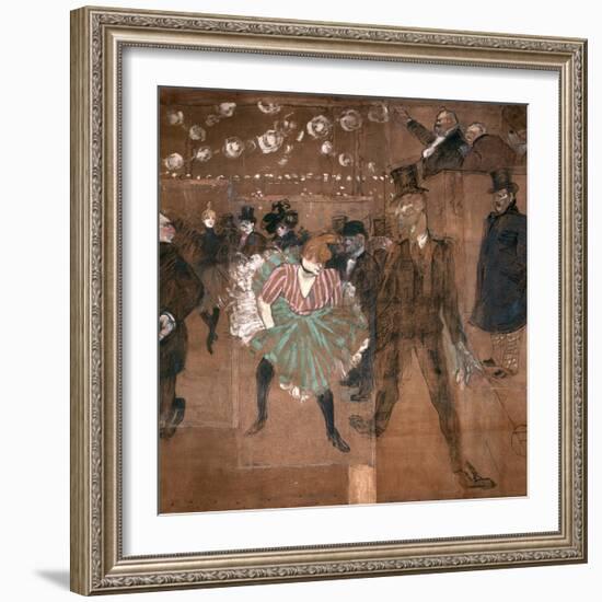 Dancing at the Moulin Rouge: La Goulue and Valentin Le Desosse 1895-Henri de Toulouse-Lautrec-Framed Giclee Print