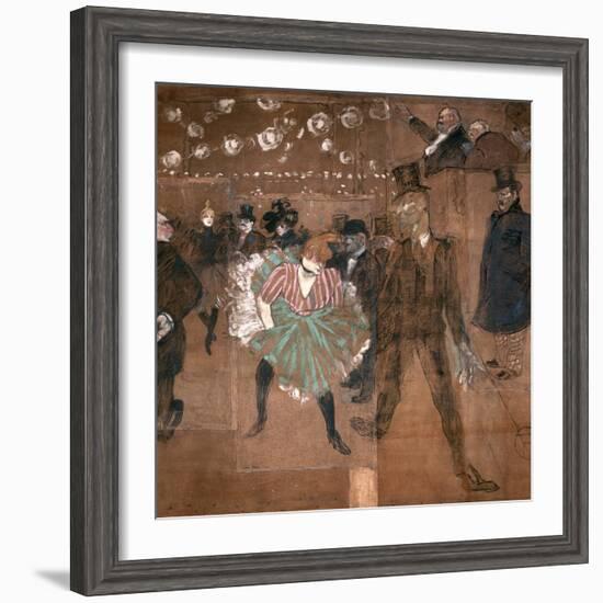 Dancing at the Moulin Rouge: La Goulue and Valentin Le Desosse 1895-Henri de Toulouse-Lautrec-Framed Giclee Print