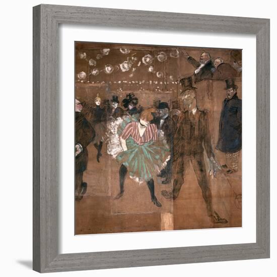 Dancing at the Moulin Rouge: La Goulue and Valentin Le Desosse 1895-Henri de Toulouse-Lautrec-Framed Giclee Print