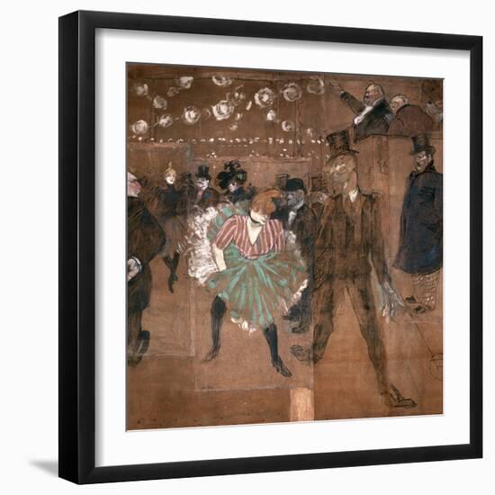 Dancing at the Moulin Rouge: La Goulue and Valentin Le Desosse 1895-Henri de Toulouse-Lautrec-Framed Giclee Print