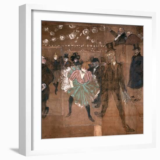 Dancing at the Moulin Rouge: La Goulue and Valentin Le Desosse 1895-Henri de Toulouse-Lautrec-Framed Giclee Print