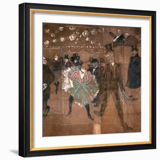 Dancing at the Moulin Rouge: La Goulue and Valentin Le Desosse 1895-Henri de Toulouse-Lautrec-Framed Giclee Print