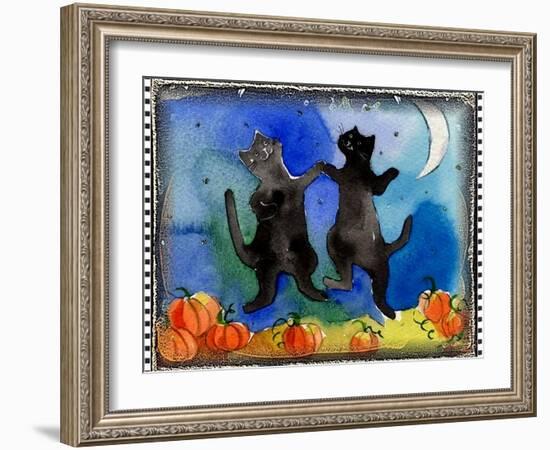 Dancing Black Cats Halloween-sylvia pimental-Framed Art Print