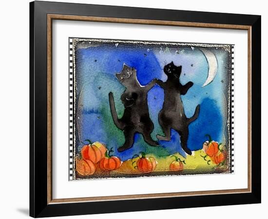 Dancing Black Cats Halloween-sylvia pimental-Framed Art Print