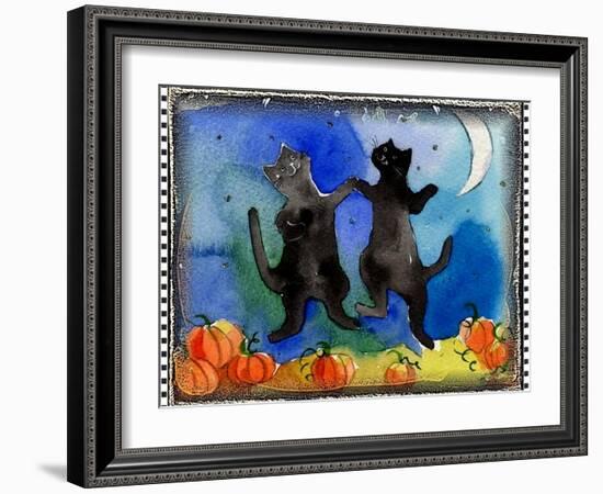 Dancing Black Cats Halloween-sylvia pimental-Framed Art Print