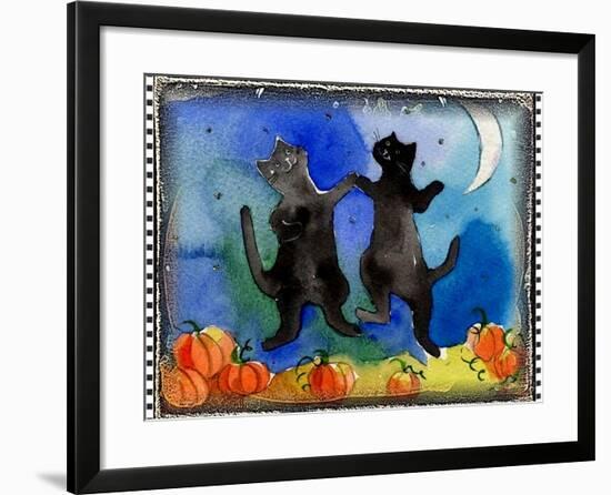 Dancing Black Cats Halloween-sylvia pimental-Framed Art Print