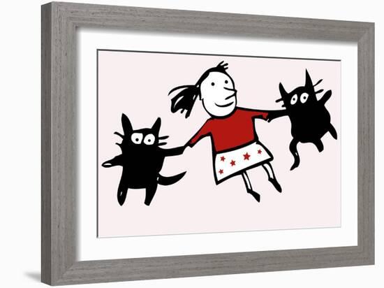 Dancing Cats-Carla Martell-Framed Giclee Print