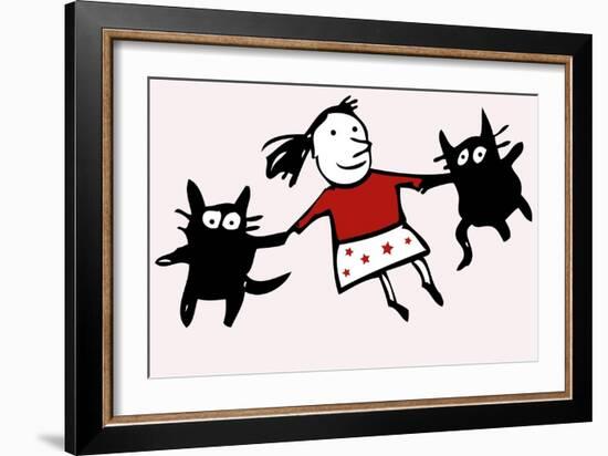 Dancing Cats-Carla Martell-Framed Giclee Print