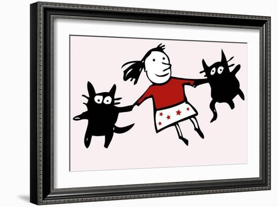 Dancing Cats-Carla Martell-Framed Giclee Print