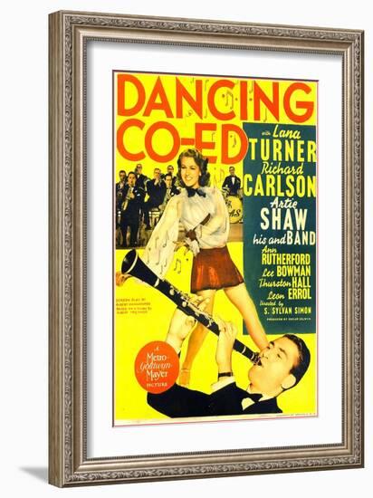 Dancing Co-ed, Lana Turner, Buddy Rich, Artie Shaw, 1939-null-Framed Art Print