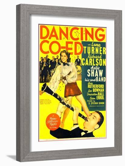 Dancing Co-ed, Lana Turner, Buddy Rich, Artie Shaw, 1939-null-Framed Art Print