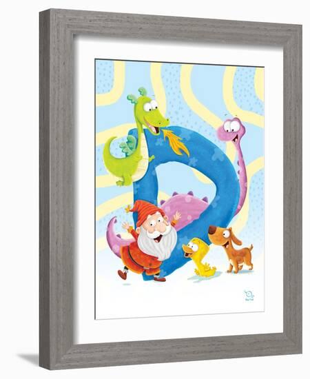 Dancing D-Blue Fish-Framed Art Print