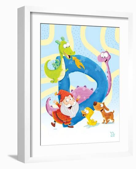 Dancing D-Blue Fish-Framed Art Print