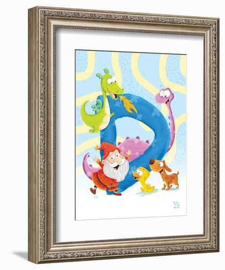 Dancing D-Blue Fish-Framed Art Print