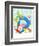 Dancing D-Blue Fish-Framed Art Print