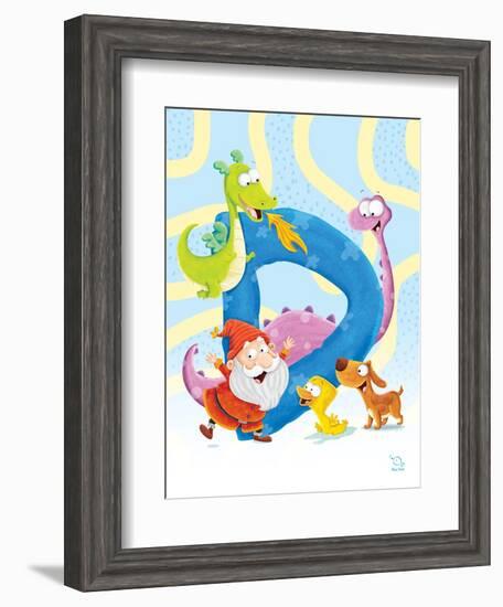 Dancing D-Blue Fish-Framed Art Print