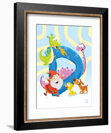 Dancing D-Blue Fish-Framed Art Print