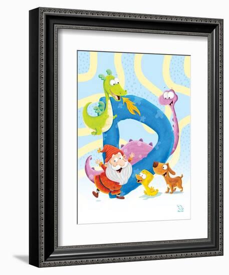 Dancing D-Blue Fish-Framed Art Print