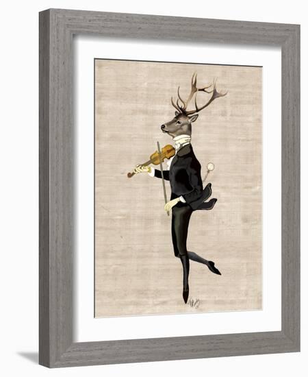 Dancing Deer with Violin-Fab Funky-Framed Art Print