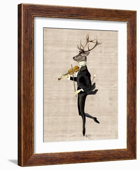 Dancing Deer with Violin-Fab Funky-Framed Art Print