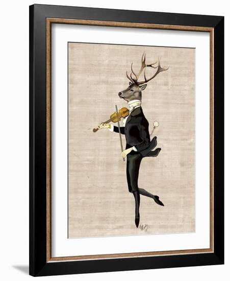 Dancing Deer with Violin-Fab Funky-Framed Art Print