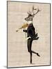 Dancing Deer with Violin-Fab Funky-Mounted Art Print