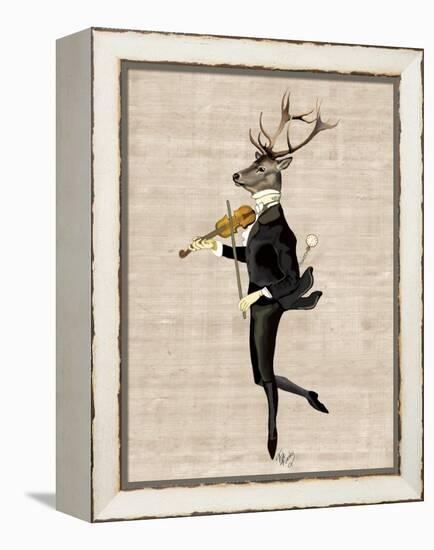 Dancing Deer with Violin-Fab Funky-Framed Stretched Canvas