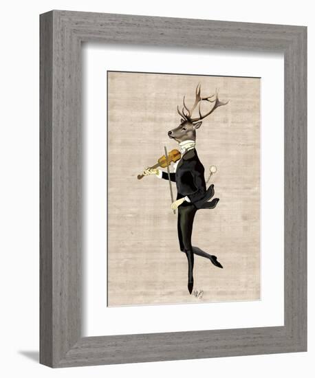 Dancing Deer with Violin-Fab Funky-Framed Premium Giclee Print