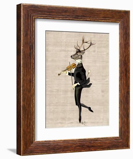 Dancing Deer with Violin-Fab Funky-Framed Premium Giclee Print