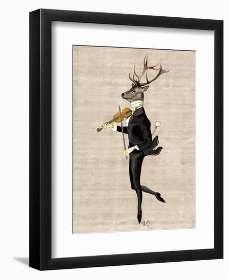 Dancing Deer with Violin-Fab Funky-Framed Premium Giclee Print