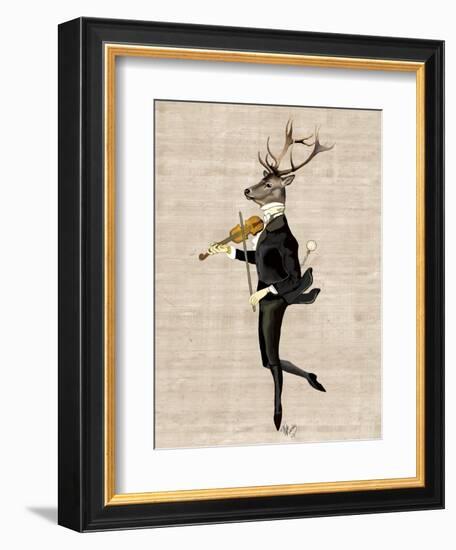 Dancing Deer with Violin-Fab Funky-Framed Premium Giclee Print