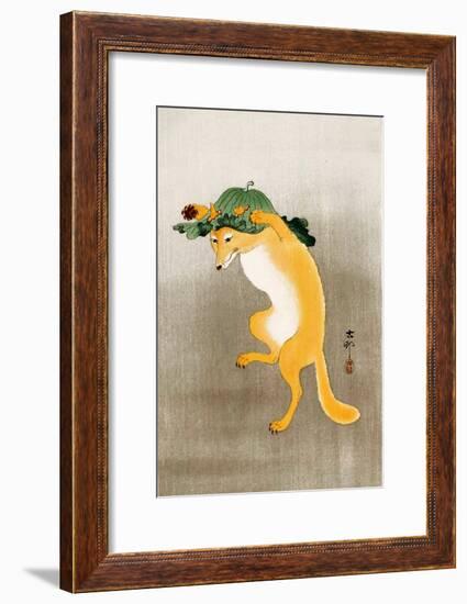 Dancing Fox with Lotus-Leaf Hat-Koson Ohara-Framed Giclee Print