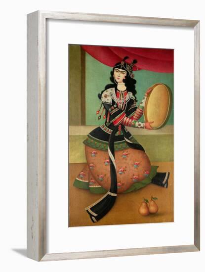 Dancing Girl with a Tambourine, Qajar School-null-Framed Giclee Print