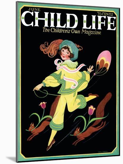 Dancing Girl with Squirrels - Child Life, June 1925-Hazel Frazee-Mounted Giclee Print