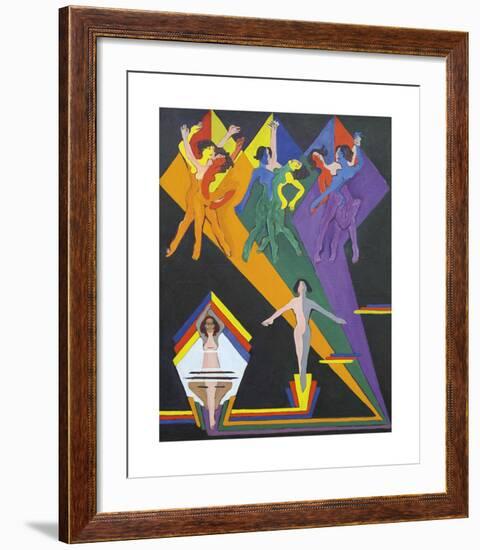 Dancing Girls in Rays of Colour-Ernst Ludwig Kirchner-Framed Premium Giclee Print