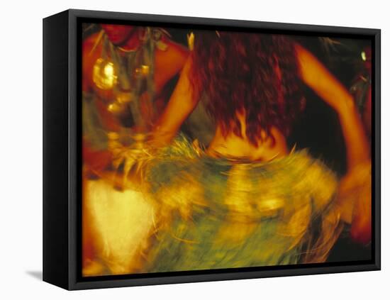 Dancing Girls in Traditional Costume, Cook Islands-Neil Farrin-Framed Premier Image Canvas