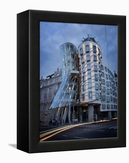 Dancing House (Fred and Ginger Building), by Frank Gehry, at Dusk, Prague, Czech Republic-Nick Servian-Framed Premier Image Canvas