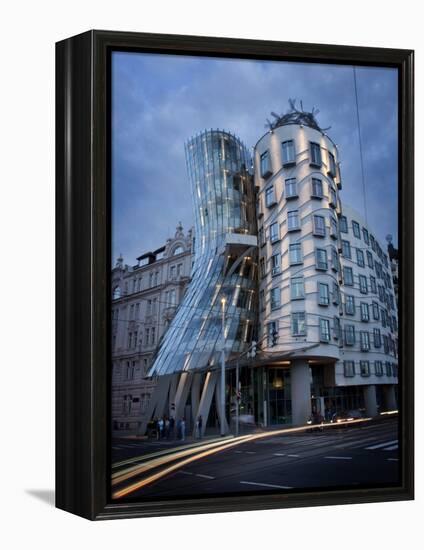 Dancing House (Fred and Ginger Building), by Frank Gehry, at Dusk, Prague, Czech Republic-Nick Servian-Framed Premier Image Canvas