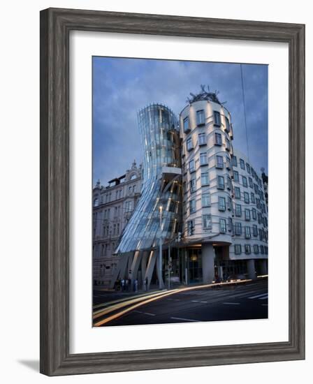 Dancing House (Fred and Ginger Building), by Frank Gehry, at Dusk, Prague, Czech Republic-Nick Servian-Framed Photographic Print