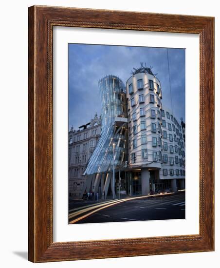 Dancing House (Fred and Ginger Building), by Frank Gehry, at Dusk, Prague, Czech Republic-Nick Servian-Framed Photographic Print