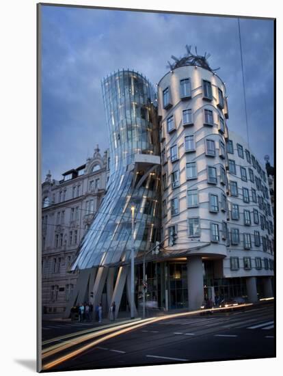 Dancing House (Fred and Ginger Building), by Frank Gehry, at Dusk, Prague, Czech Republic-Nick Servian-Mounted Photographic Print