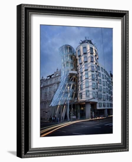 Dancing House (Fred and Ginger Building), by Frank Gehry, at Dusk, Prague, Czech Republic-Nick Servian-Framed Photographic Print