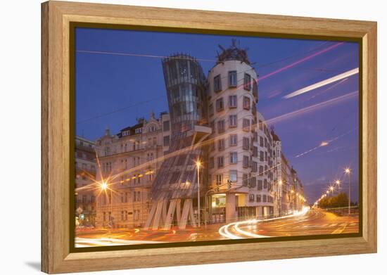 Dancing House (Ginger and Fred) by Frank Gehry, at Night, Prague, Czech Republic, Europe-Angelo-Framed Premier Image Canvas